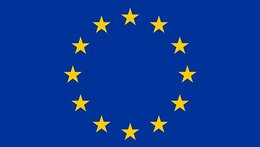 Die EU-Flagge. Gelbe Sterne auf blauem Hintergrund.
